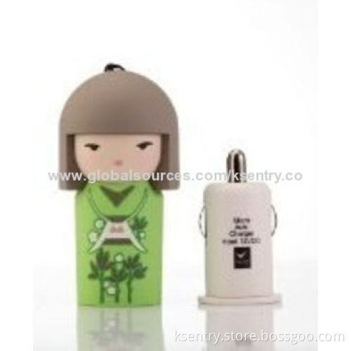 New design for mobile phone accessories lovely doll USB in-car charger